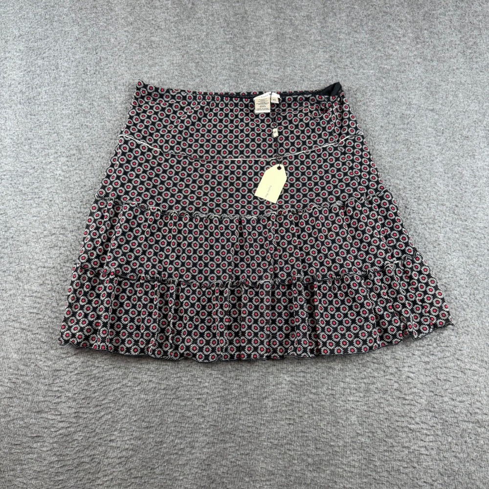 Sophie Max Tiered Mini Skirt Women's XS Black Red Floral Daisy Elena 1B04K10